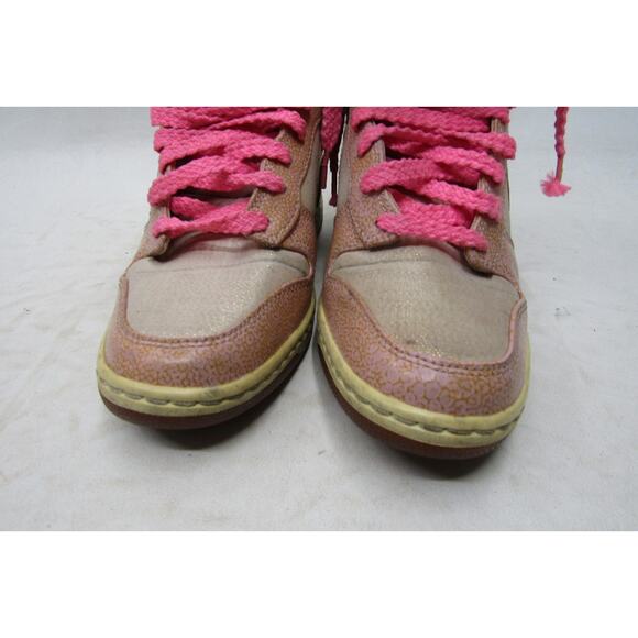 NIKE Sky Hi Dunk Womens Sz 8.5 Pink Shimmer Lace Up Hidden Wedge Sneaker - Picture 6 of 11